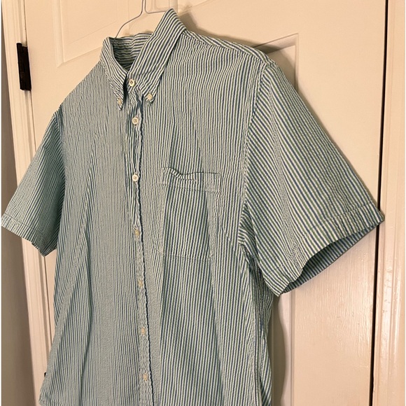 Lands End short sleeve button down seersucker shirt size Large 16-16.5 - Picture 3 of 6